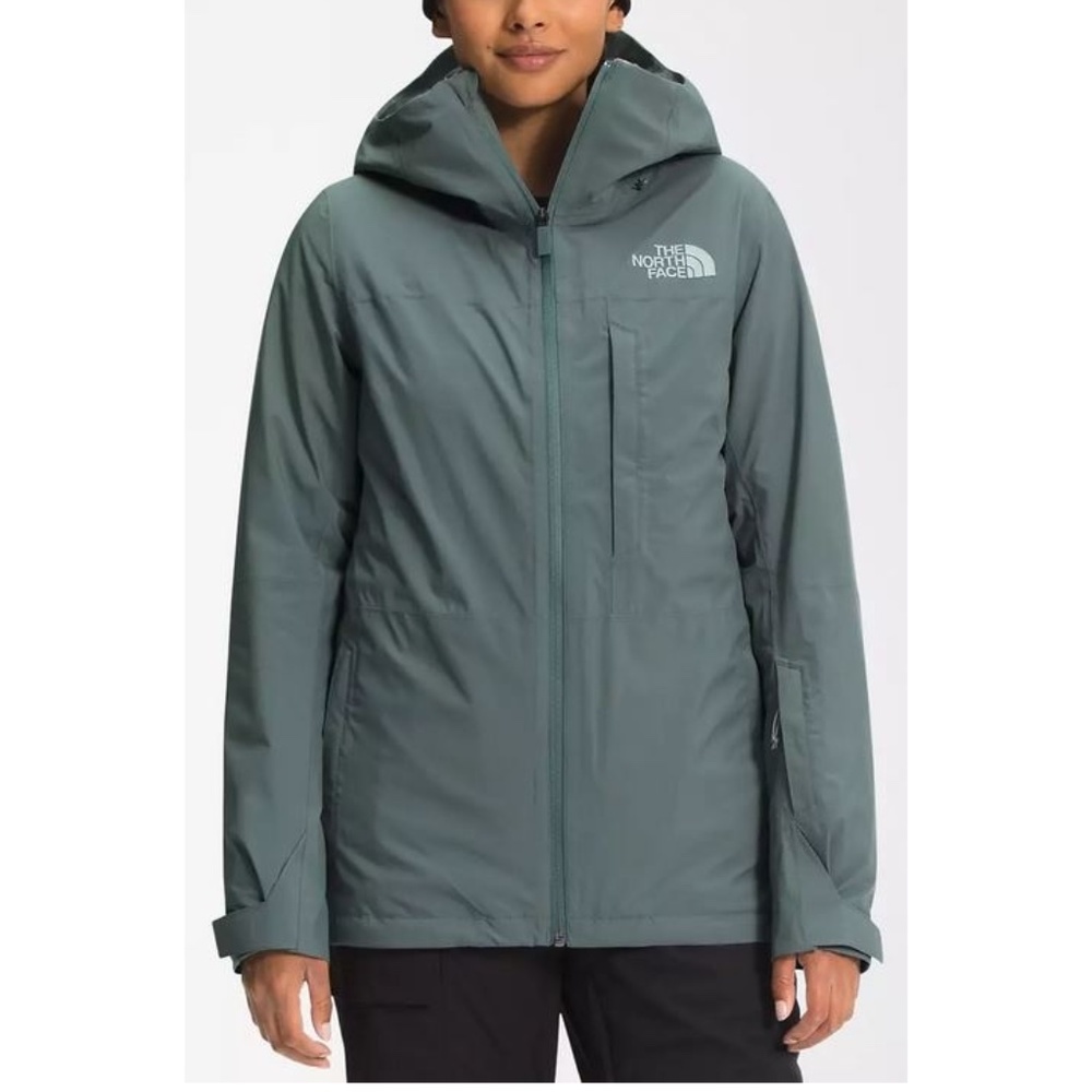 WOMENS THERMOBALL ECO SNOW TRICLIMATE JACKET in BALSAM GREEN - SILVER BLUE